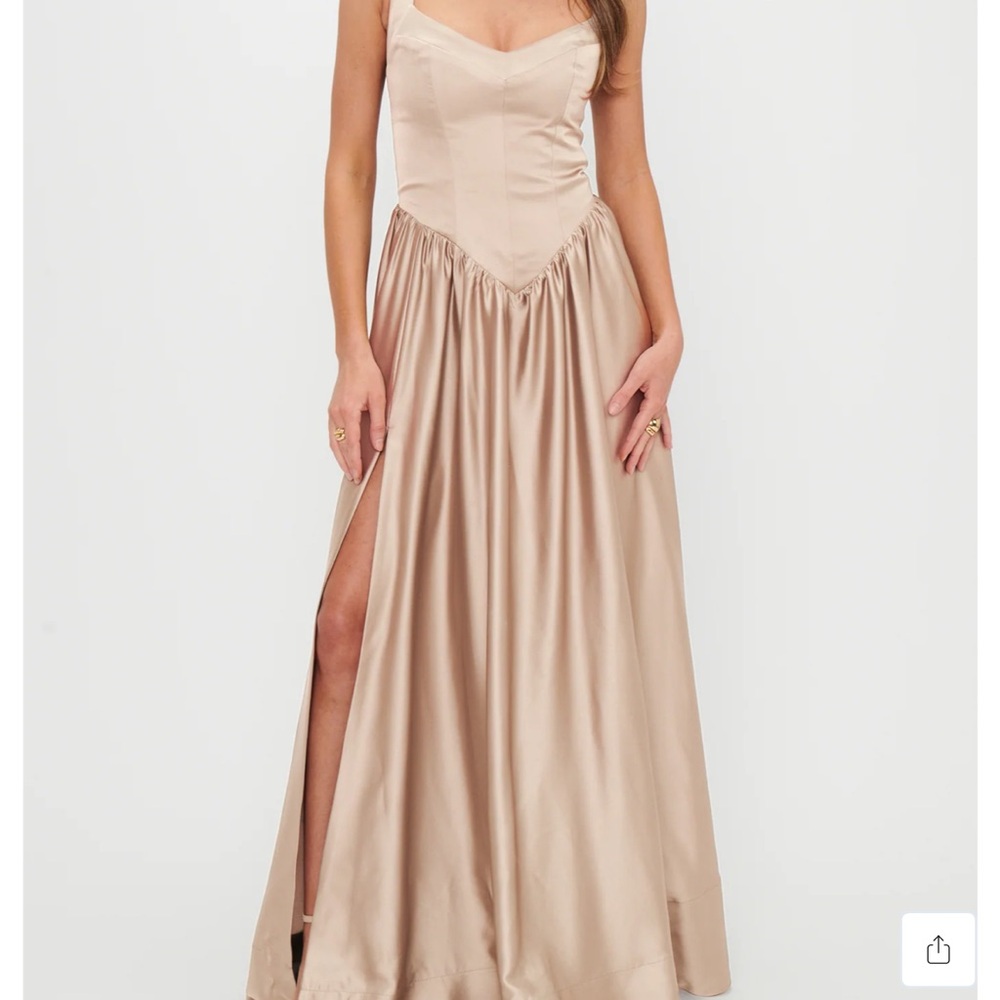Show Me Your Mumu Abigail Maxi Dress ~ Champagne Luxe Satin XL READ CAPTION